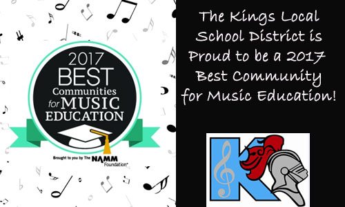 Kings Local School District named A Best Community for Music Education 2017.